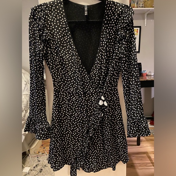 Zara, mini dress polka dot black / white - Picture 3 of 4